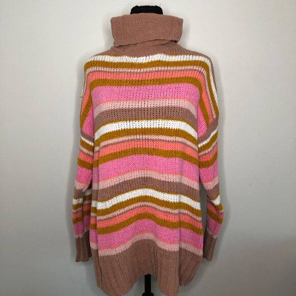 Aerie‎ Women's Colorful Striped Turtleneck Sweater XS Sunrise Pattern NWOT Cozy - Picture 1 of 7